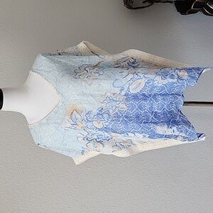 Chico's Floral Linen Poncho Top
